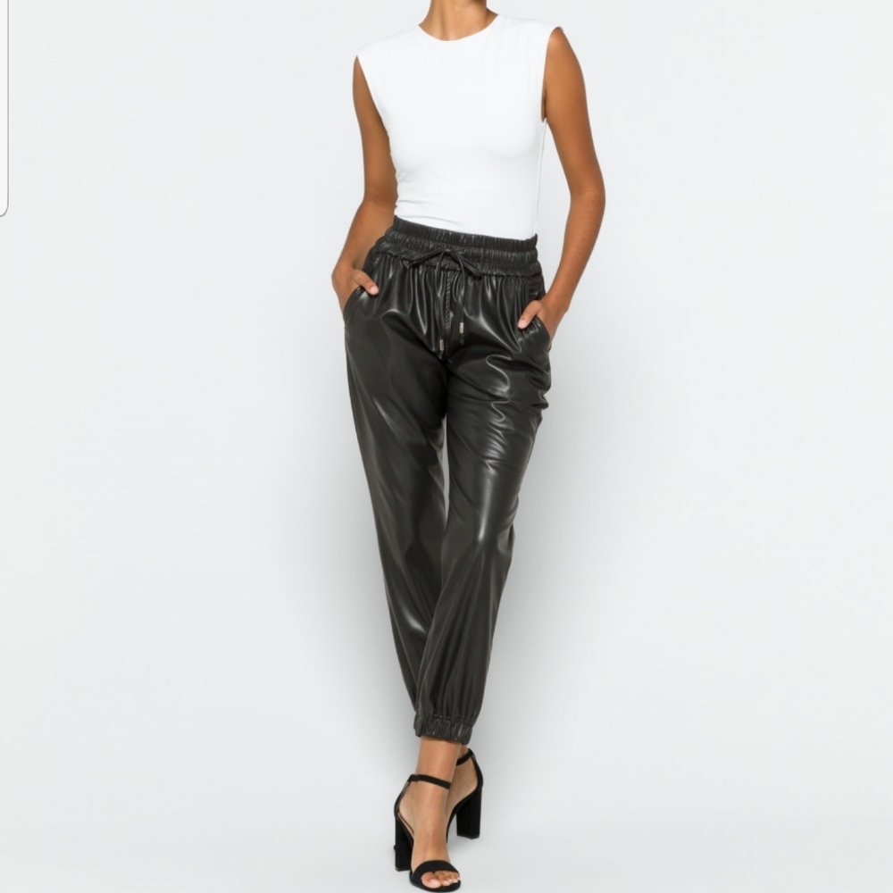 Blank NYC faux leather joggers